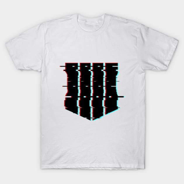 Black Ops 4 Logo Glitch Effect Black T-Shirt by bardor2@gmail.com